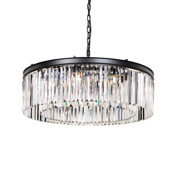 Buy Pendant lights australia - Serene 8 Light Pendant 800mm Antique Black & Crystals - SERENE PE08-BK