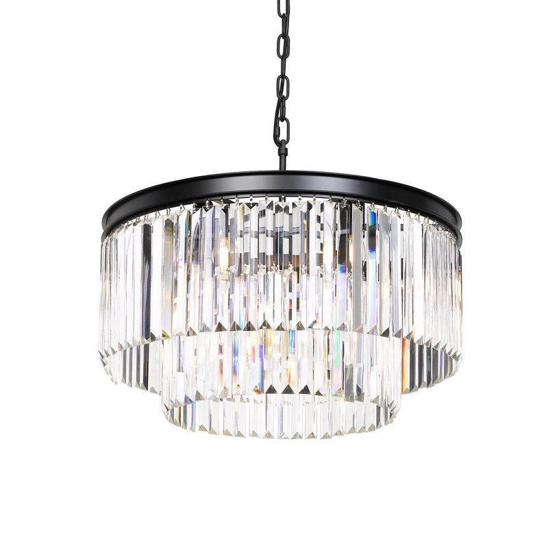 Buy Pendant lights australia - Serene 9 Light Pendant 600mm Antique Black & Crystals - SERENE PE09-BK