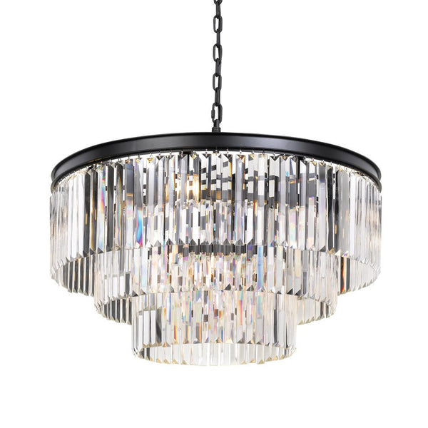 Buy Pendant lights australia - Serene 16 Light Pendant 800mm Antique Black & Crystals - SERENE PE16-BK