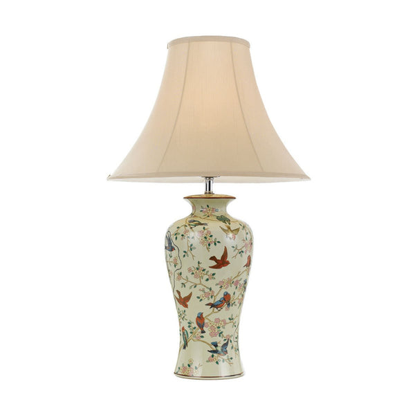 Shibo 1 Light Table Lamp 400mm Bird, Floral & Cream - SHIBO TL-FLW+CR