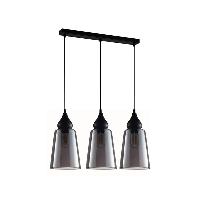 Interior Ellipse Glass Shape 3 Light Island Pendant Black Smoke - JEREZ2X3S