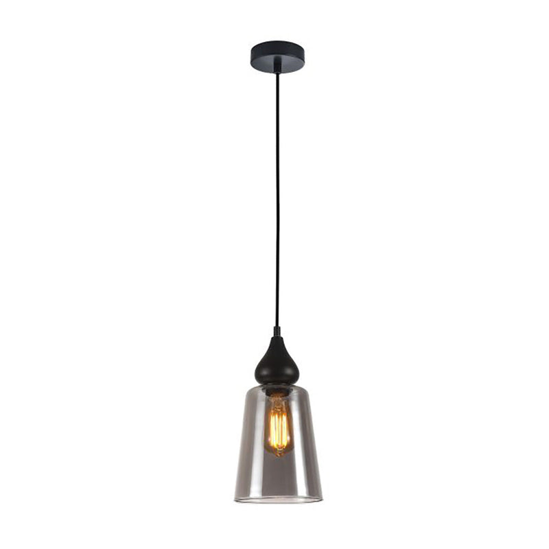 Interior Ellipse Glass Shape 1 Light Pendant Black Smoke - JEREZ2