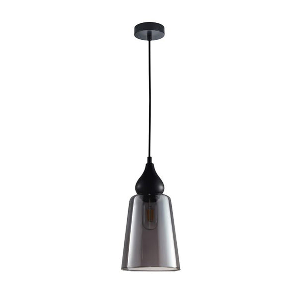 Interior Ellipse Glass Shape 1 Light Pendant Black Smoke - JEREZ2