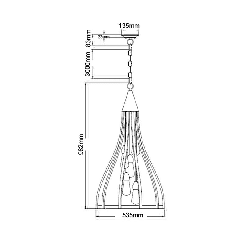 KHALEESI Oak Dark Red Wood 5 Light Large Pendant - KHALEESI3