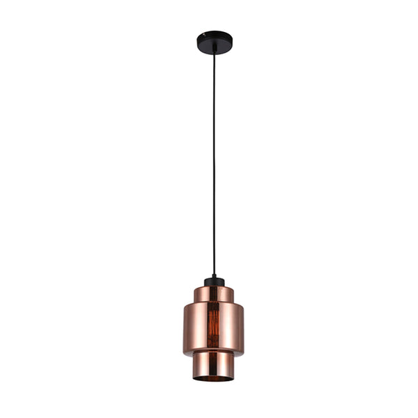 LAMINA Copper Coloured Glass 1 Light Pendant Double Cylinder Shape - LAMINA3