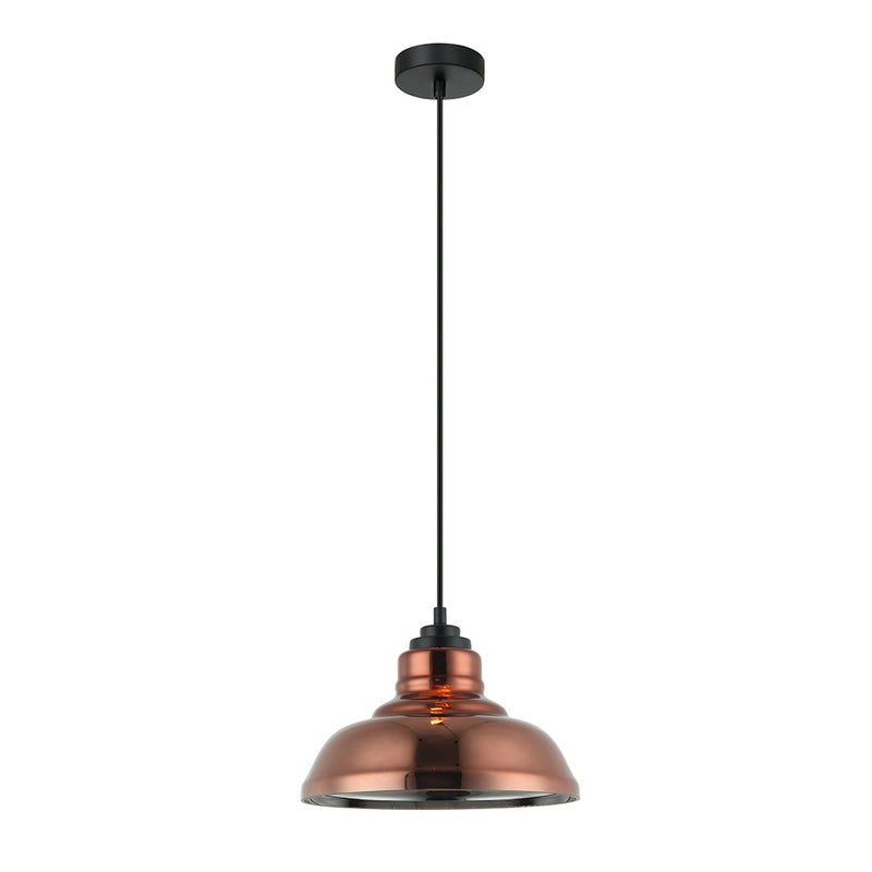 LAMINA Copper Coloured Glass 1 Light Pendant Dome Shape - LAMINA4