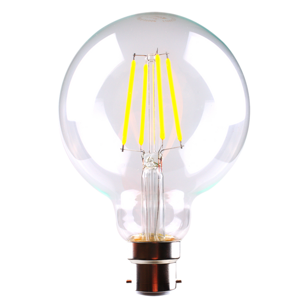 LG95 LED Filament Globe 240V 6W BC Clear Glass 5000K - LG95/50B22D/C