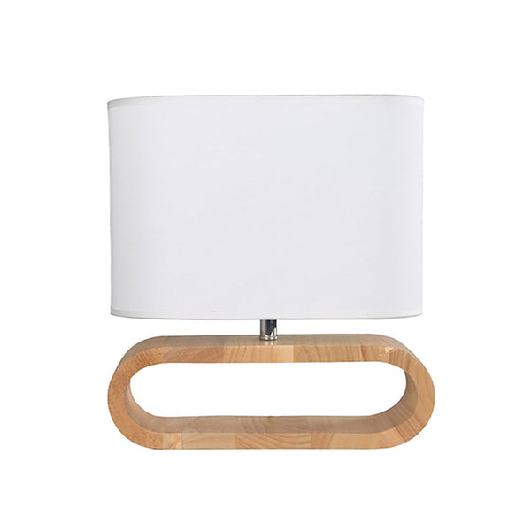 LOTUS Blonde Wood Table Lamp With White Cloth Shade - LOTUS1