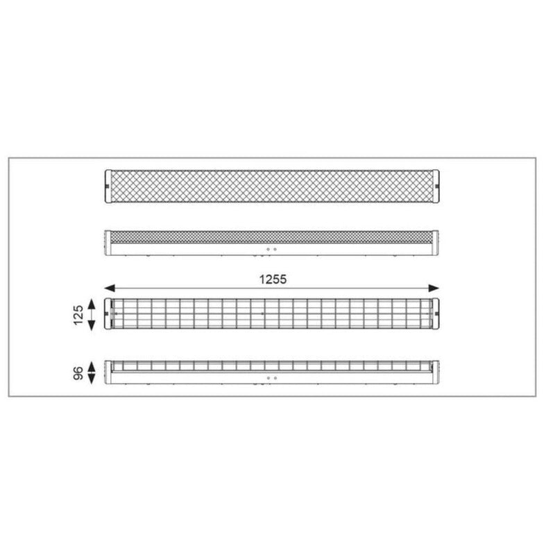 LED Batten 2 Light L1255mm White Steel Prismatic - LWB218-P