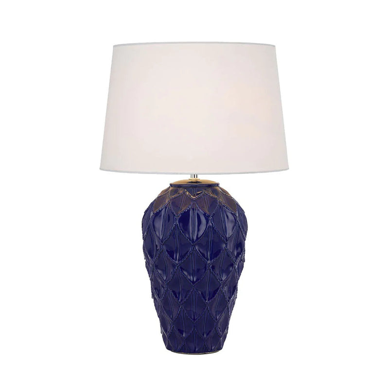 MADRID Table Lamp Blue Ceramic / White Fabric - MADRID TL-BLWH