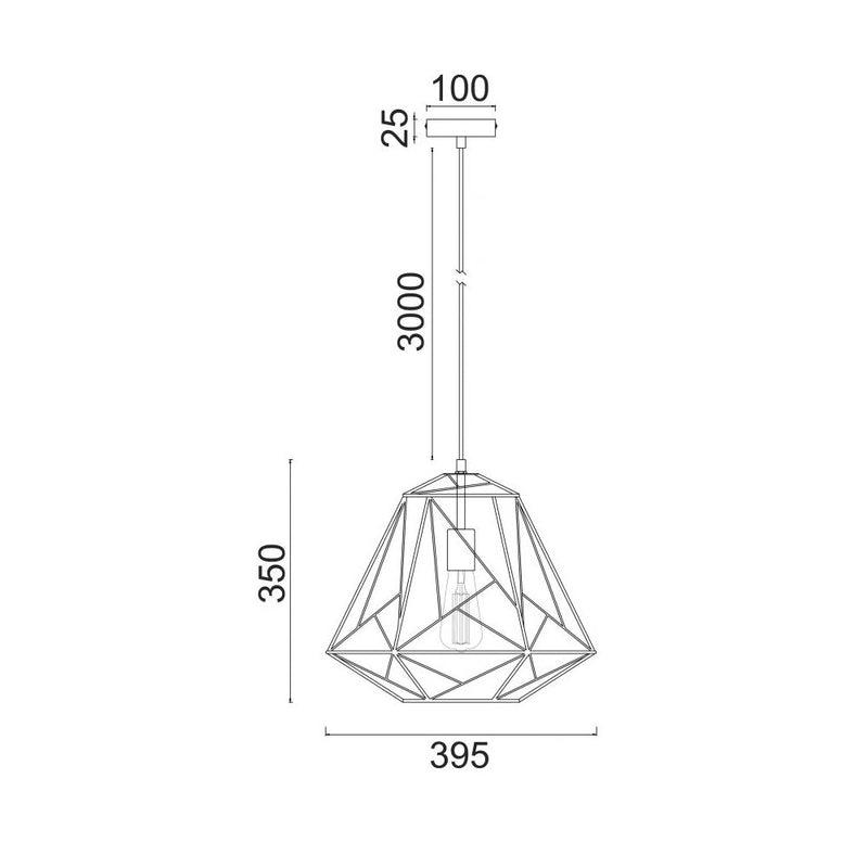 Interior Iron Cage 1 Light Pendant Black & Brass - MARTE1