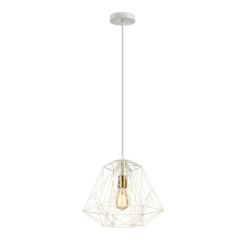 Interior Iron Cage 1 Light Pendant White & Brass - MARTE3