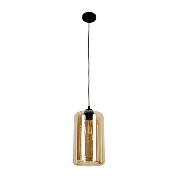 MASON 1 Light Pendant With Amber Oblong Glass - MASON1