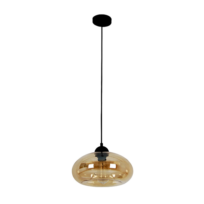 MASON 1 Light Pendant With Amber Oval Glass - MASON7