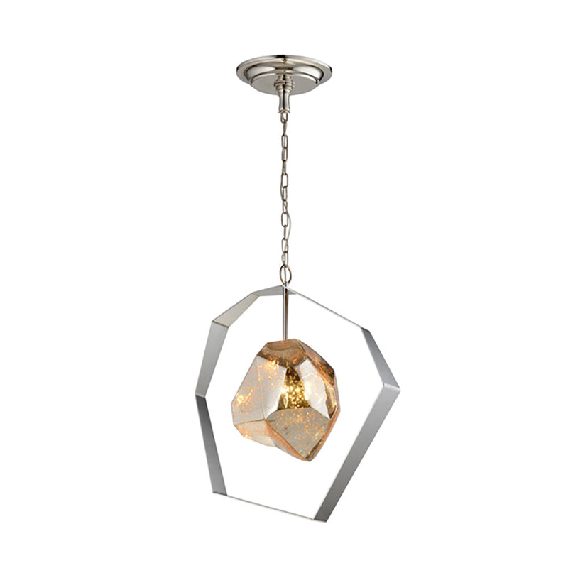 METEORA Stainless Steel With Silvered Glass 1 Light Pendant - METEORA1