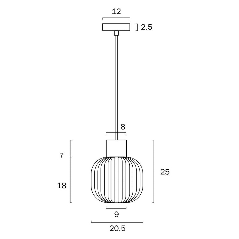 Nori 20 1 Light Pendant Matt Black & Opal Matt - NORI PE20-BKOM