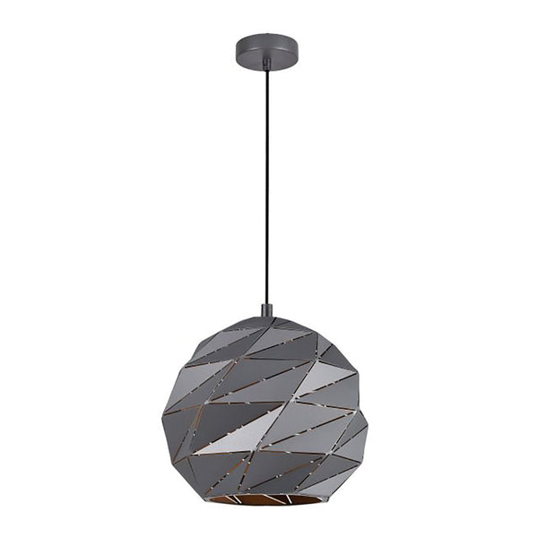 Interior Large Dome Carved 1 Light Pendant Matt Grey - ORIGAMI6