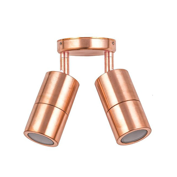 GU10 Exterior Double Adjustable Wall Pillar Light Copper IP65 - PG2AC