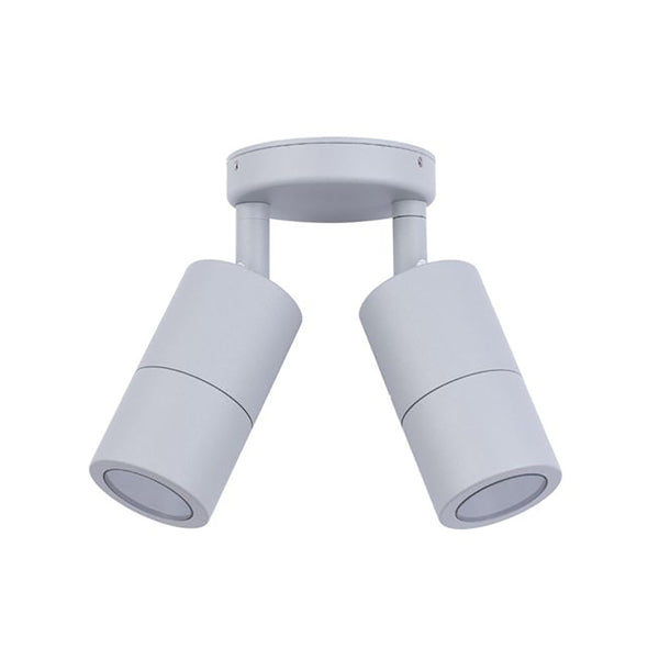 GU10 Exterior Double Adjustable Wall Pillar Light Matt Grey IP65 - PG2ASIL