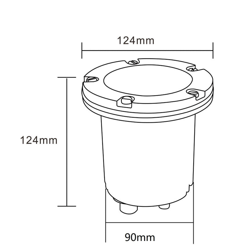 Inground Light 12V Black Aluminium Clear Cover - PGL1300BK