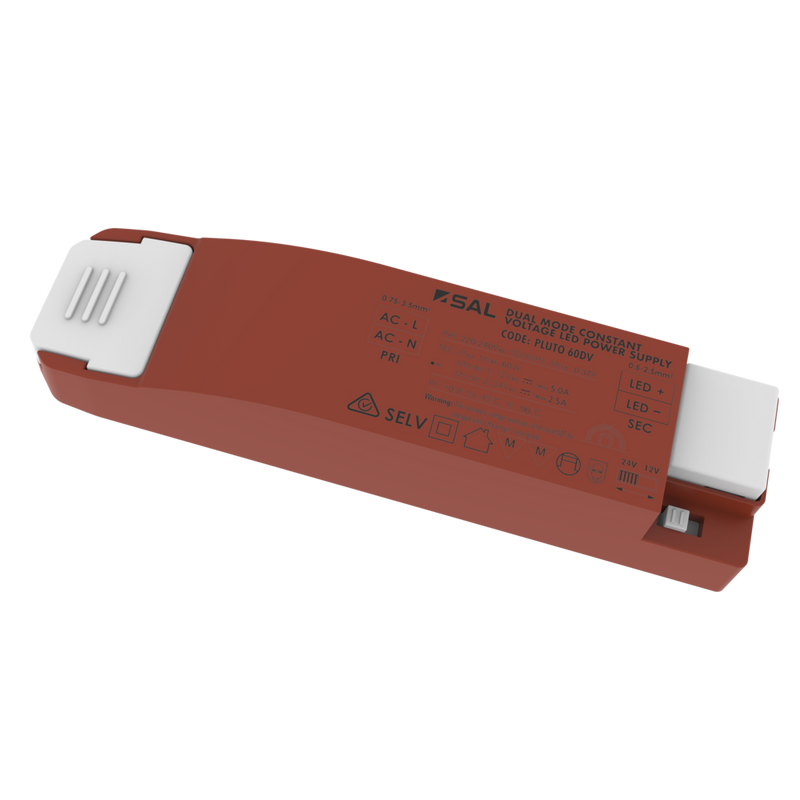 Pluto Constant Voltage Dual Power 12V-24V LED Driver 60W - PLUTO60DV