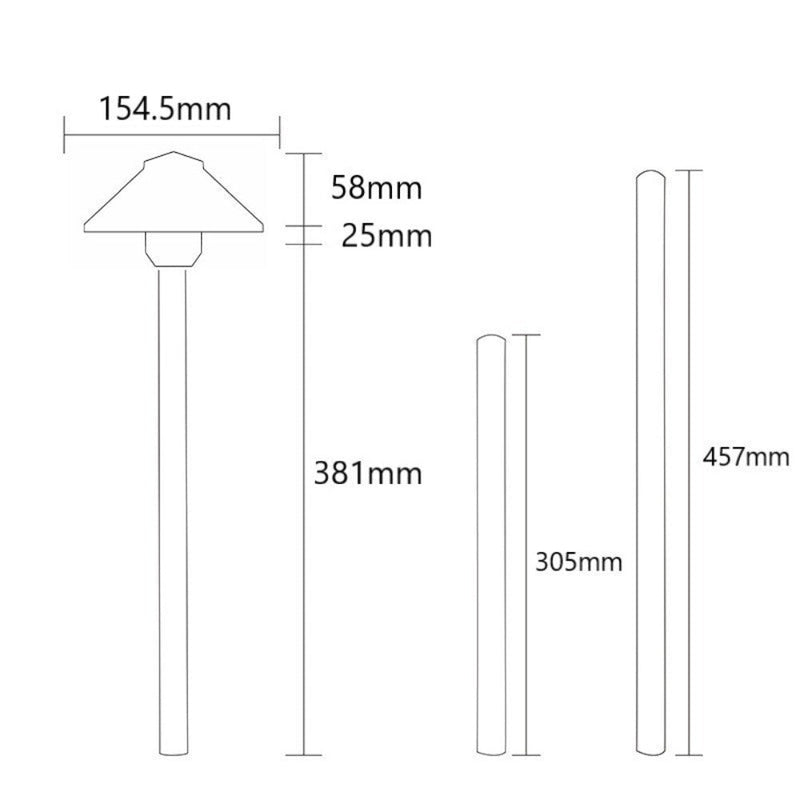 Pathway Light 12V H381mm W155mm Bronze Aluminium - PPL1319BZ-15