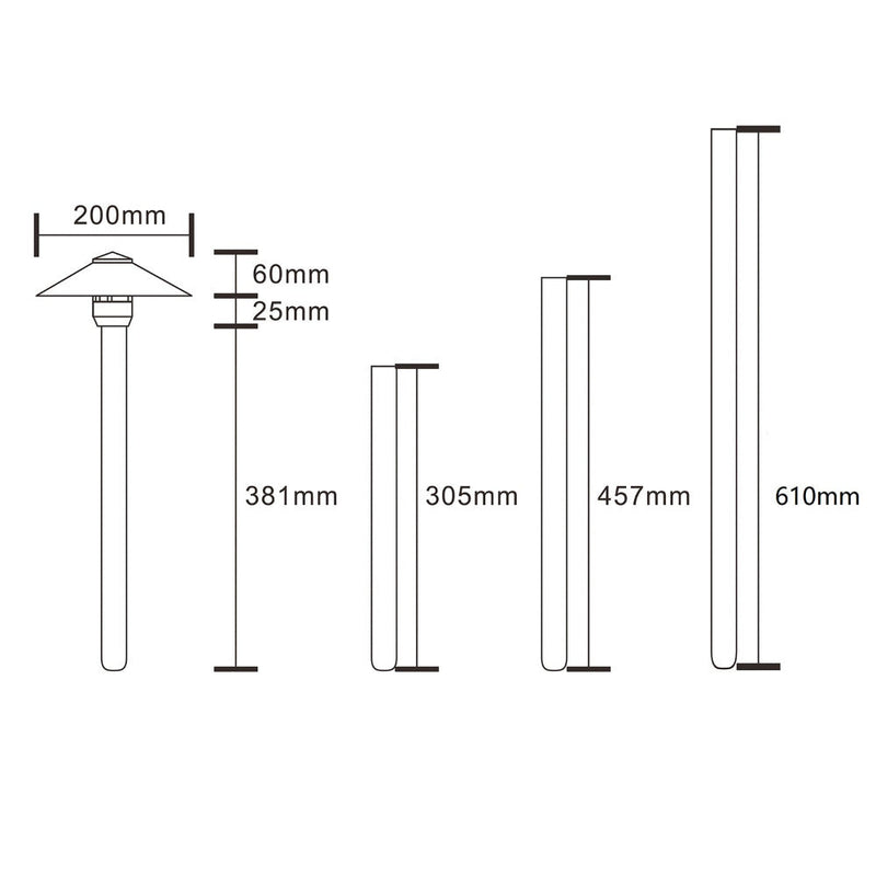 Pathway Light 12V H381mm W200mm Bronze Brass - PPL2403WB-15