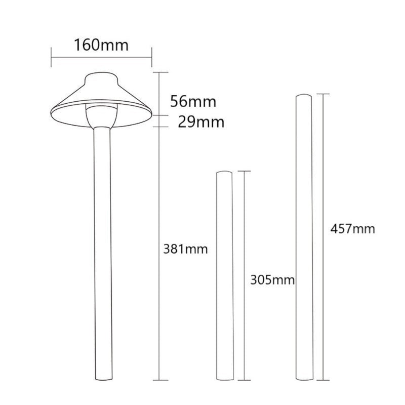 Pathway Light 12V H305mm W160mm Bronze Brass - PPLB02-12