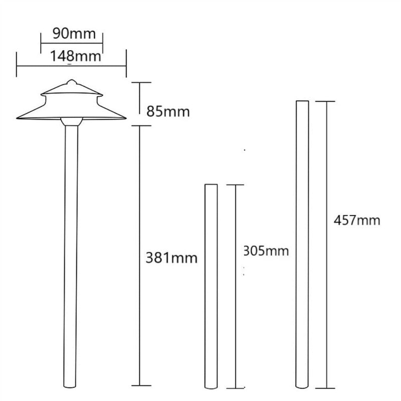 Pathway Light 12V H381mm W148mm Bronze Brass- PPL2306WB-15