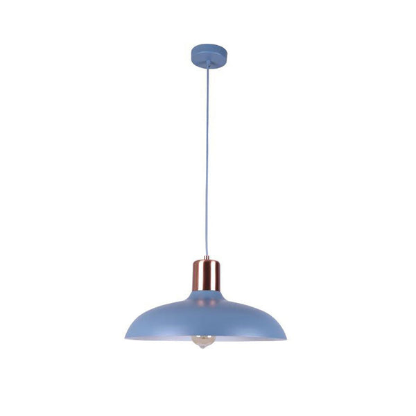 PASTEL Dome Shape 1 Light Pendant Blue With Copper Lampholder Cover - PASTEL13A