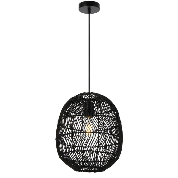 Rana Pendant Light W300mm Black Rattan - RANA PE30-BK