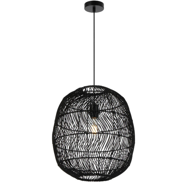 Rana Pendant Light W400mm Black Rattan - RANA PE40-BK