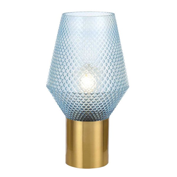 Rene 1 Light Table Lamp Blue, Antique Glass RENE TL20-BL+AG