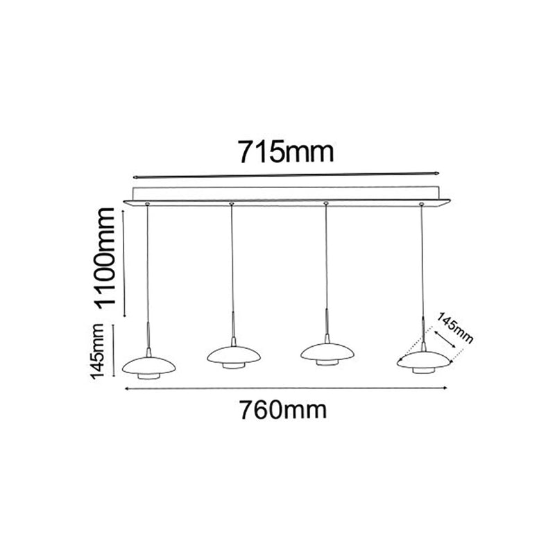 Roswell Pendant 4 Lights Matt White Iron / Aluminium 3000K - ROSWELL-4