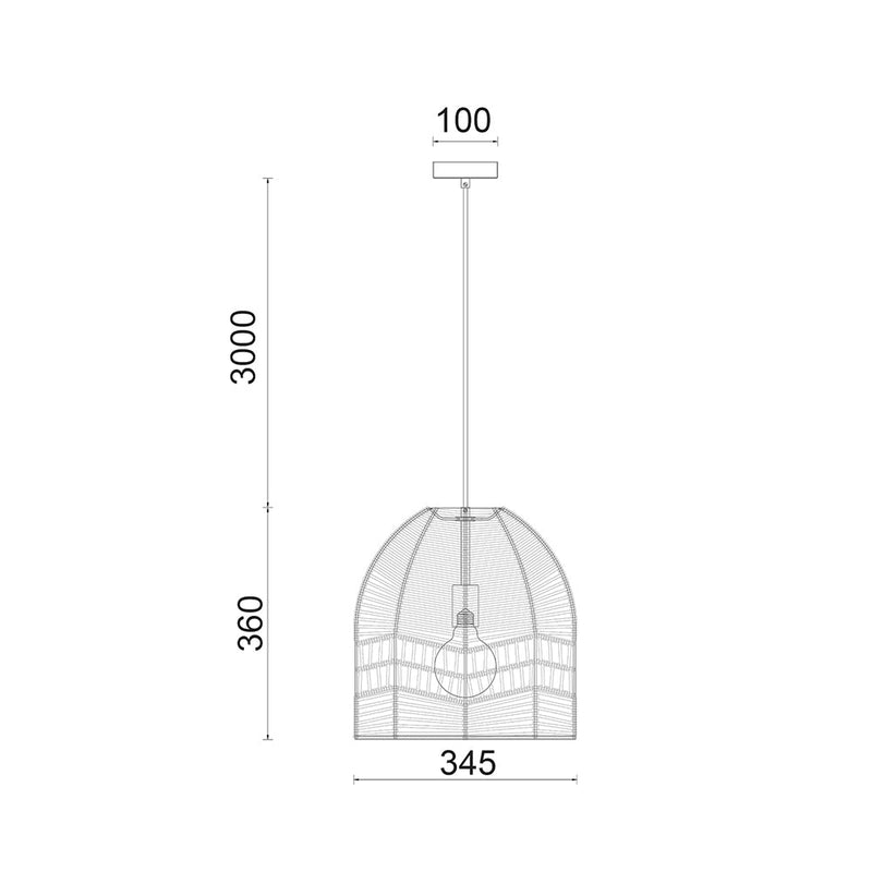 Interior Rattan Ellipse 1 Light Pendant Natural - ROTA1