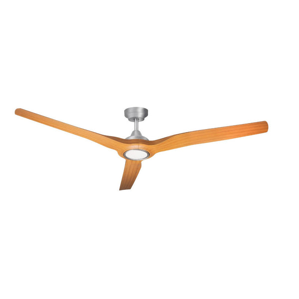 Radical 3 DC Ceiling Fan 60" Bamboo LED Light Brushed Aluminium - RL333