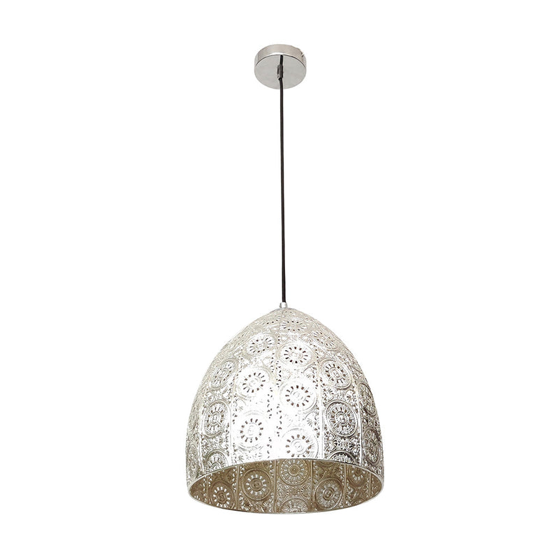 Interior Embossed Ellipse Chrome 1 Light Pendant - SARI2