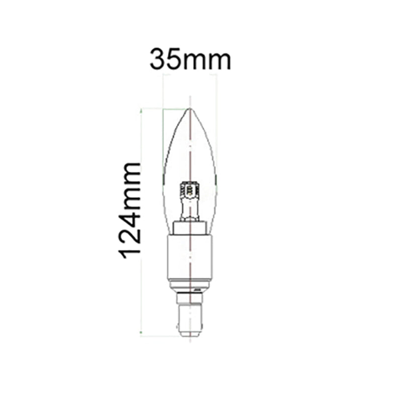 Candle LED Globe SBC 4W 240V L124mm Clear Glass 5000K - CAN8D