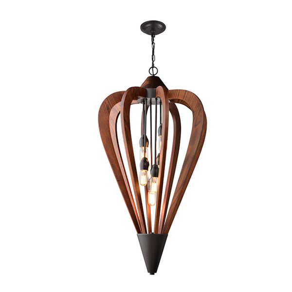 SENORITA Tuscan Coffee Cherry Wood 6 Light Pendant Large - SENORITA3