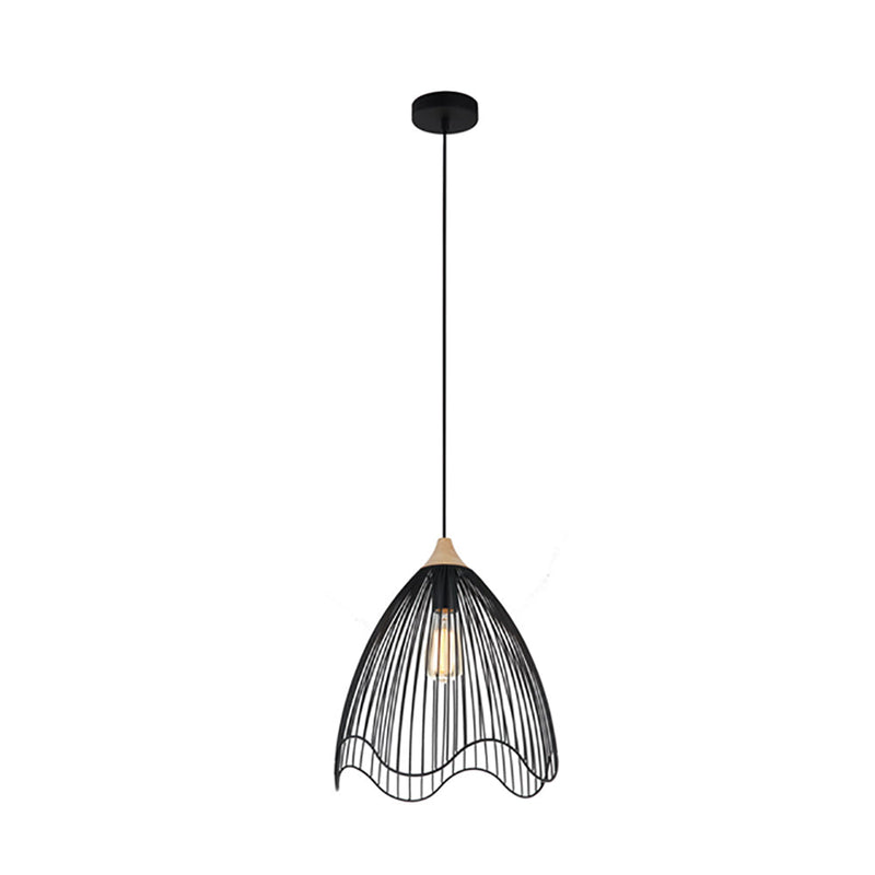 SPIAGGIA Cone Wavy Edge 1 Light Pendant Black - SPIAGGIA3