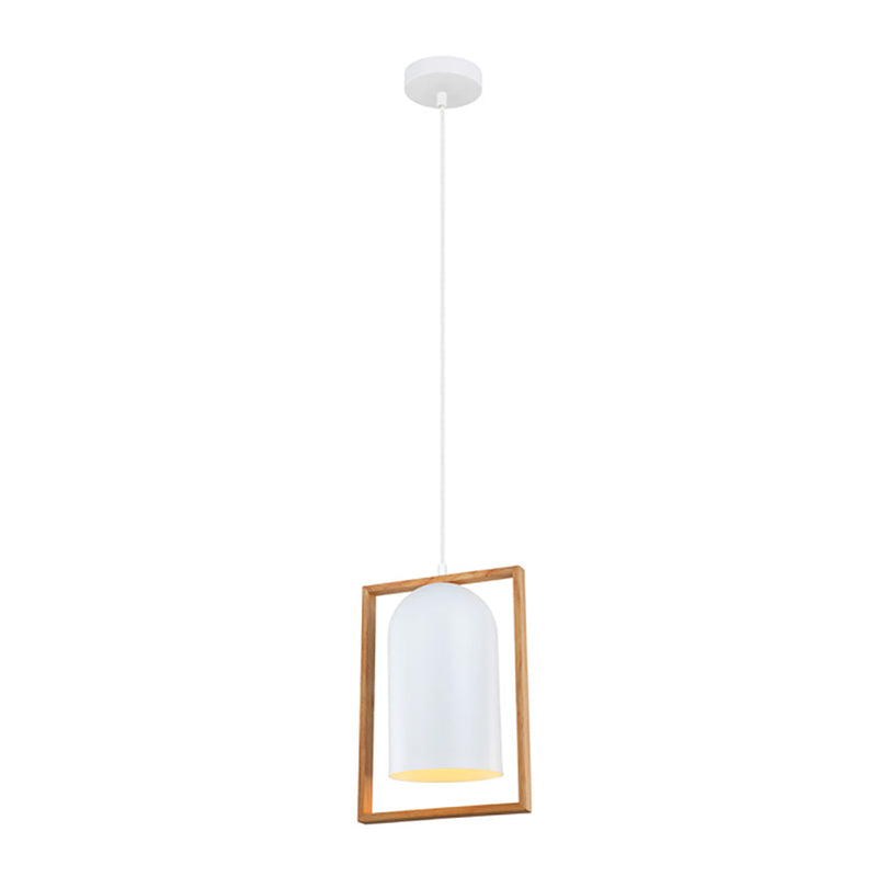 SWING Oblong Shape Wood Frame 1 Light Pendant White - SWING1