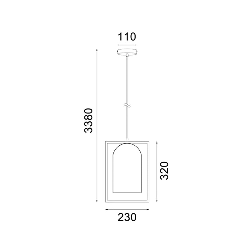 SWING Oblong Shape Wood Frame 1 Light Pendant White - SWING1