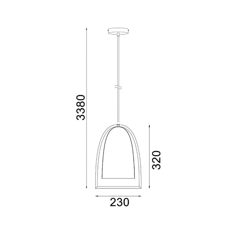 SWING Ellipse Shape Wood Frame 1 Light Pendant White - SWING5