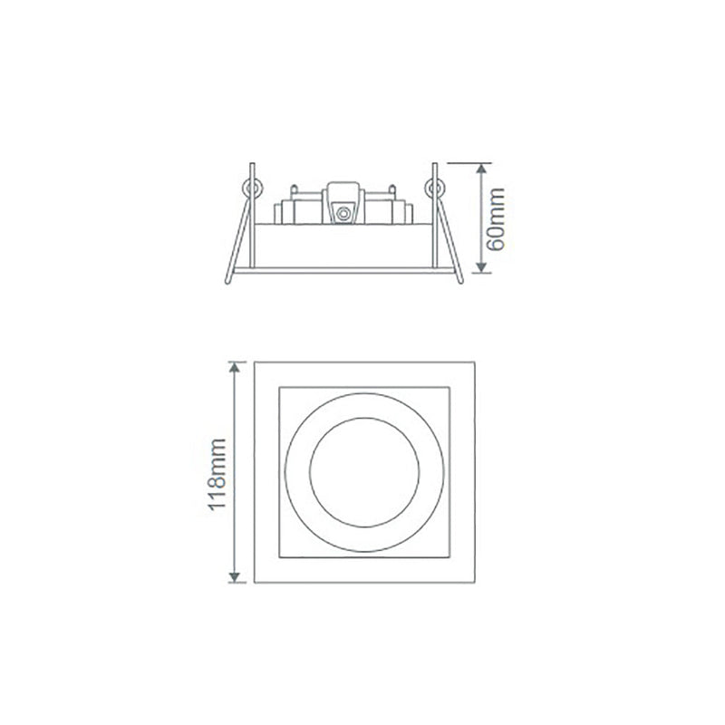 Slotter Square Downlight Frame W118mm White Aluminium - 70002