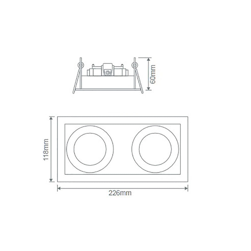 Slotter Rectangle Downlight Frame L226mm Silver Aluminium - 70003