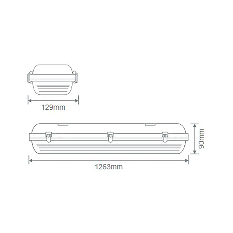 Hydro Emergency LED Batten L1263mm Polycarbonate Dim Sensor 3CCT - 66023