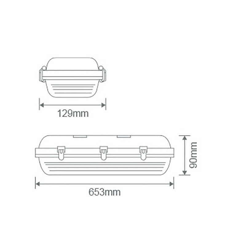 Hydro Emergency LED Batten L653mm Polycarbonate On / Off Sensor 3CCT - 66030