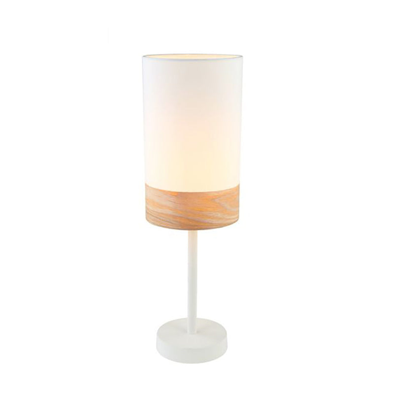 TAMBURA White Cloth Shade With Blonde Wood Trim Small Table Lamp - TAMBURA07TL