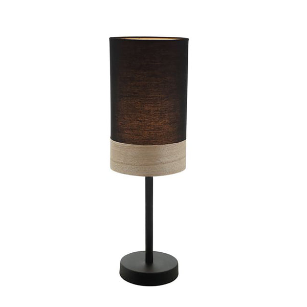 TAMBURA Black Cloth Shade With Blonde Wood Trim Small Table Lamp - TAMBURA08TL