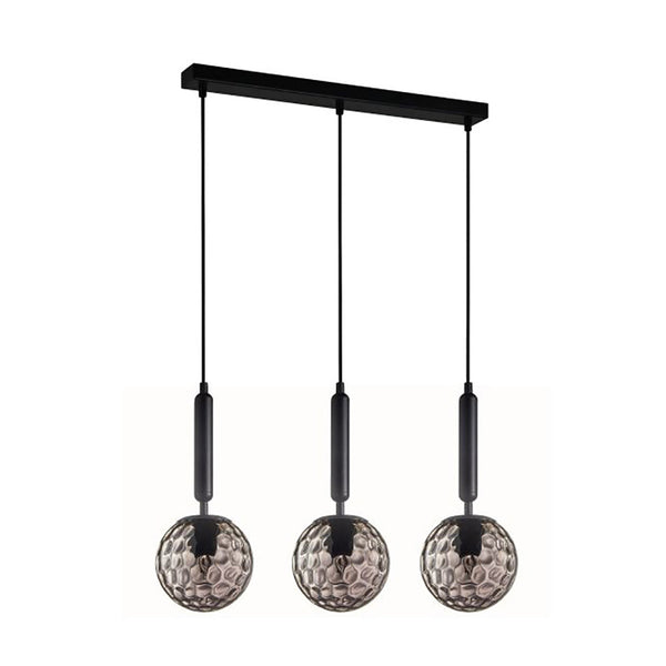 Interior Black Smoke Spherical Glass Shape 3 Light Island Pendant - TRATTINO2X3S